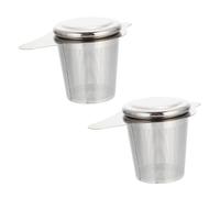 FUNNETOYU 2 pièces Filtre à Thé Inox avec Couvercle et Double Anse Infuseur à Thé Acier Inoxydable pour Vrac Lot