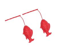 FUNNETOYU 2 pièces Infuseur à Thé Silicone Forme Poisson Filtre Pratique pour Vrac Lot de Rouge Réutilisable et Facile à Nettoyer