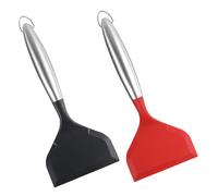 FUNNETOYU 2 pièces Lot de Spatules Silicone pour Cuisson Manche Inox Ergonomique Spatules Larges Antiadhésives pour Cuisine Maison et Restaurant Ustensiles Polyvalents pour Poêle et Grill
