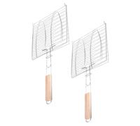 FUNNETOYU 2 pièces Panier à Griller pour Poisson et Légumes Ensemble de Ustensiles de Barbecue avec Poignée pour Camping et Pique