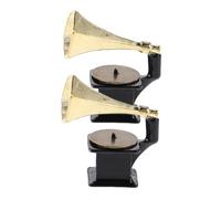 FUNNETOYU 2 Pièces Retro Metal Mini Record Player Figurine for Dollhouse and Home Decor Vintage Style Miniature Music Player Ornament