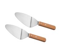 FUNNETOYU 2 pièces Spatule à Pizza avec Manche Bois Pelle Triangulaire pour Gâteau et Burger Spatule Métallique Résistante et Anti Cuisine et Pizzeria