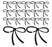 FUNNETOYU 20 Pièces Étiquette De Verre à Vin Avec Nœud Marqueurs De Tasse à Vin Marqueurs De Gobelets Réutilisables Black