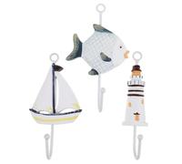 FUNNETOYU 3 Pièces Crochet Construction Robuste Mural Style Méditerranéen en Bois et Fer pour Organiser Manteaux Zones de Vie et Entrées pour Sandales Femme