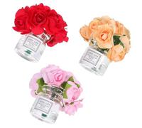 FUNNETOYU 3 Pièces Mini Pot Flower Glass Miniature Dollhouse Accessories Romantic Rose Vase Decorative Glass for Tiny Houses