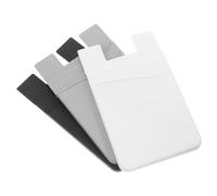 FUNNETOYU 3 pièces Porte Silicone Adhésif pour Téléphone Support Carte Bancaire Transport Pratique Bus Identité Couleurs Noir Blanc Gris