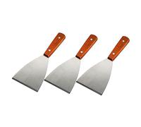 FUNNETOYU 3 pièces Spatules Barbecue Inox à Manche Ustensiles Résistants pour Bbq Raclette et Cuisson Steak Grattoirs Métalliques Multifonctions pour Fête des Pères