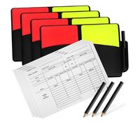 FUNNETOYU 4 Ensembles Kit Arbitre Sport PVC avec Cartes Rouges Jaunes Porte Cartes Résistant et Carnet de Score pour Football et Soccer
