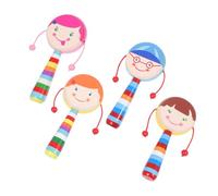 FUNNETOYU 4 pièces Hochet Tambour Bois pour Garçon Fille Mixte Sensoriel Léger et Sûr Stimule Écoute Développement Visuel des Garçon Fille Garçons et Filles Dès la Naissance