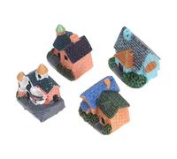 FUNNETOYU 4 Pièces Miniature Resin European Countryside Villa for Crafts Fairy Garden Dollhouse Accessory Lightweight House Decoration for Bedroom Office and Flower Pots