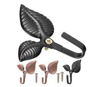 FUNNETOYU 4 Pièces Patère Murale Vintage en Fer Forme Double Feuille D'arbre, Rangement et Robuste avec Vis, pour Chambre Cuisine