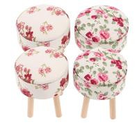 FUNNETOYU 4 Pièces Scale Dollhouse Furniture with Fabric Upholstery for Kitchen and Living Decor Mini House Supplies Tiny Stool Adornment