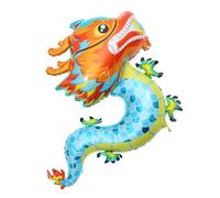 FUNNETOYU 5 Pièces Ballons Dragon Chinois Décor Nouvel An Fête Printemps Bleu Aluminium Authenticité Tradition et Facile à Gonfler pour Célébrations