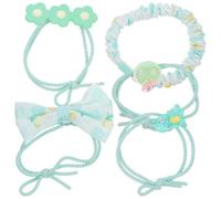 FUNNETOYU 5 Pièces Élastiques à Cheveux Verts pour Filles en Tissu et Résine, Fixation Douce sans Abîmer, Forme Mignonne pour Garçon et Filles et Tout-petits