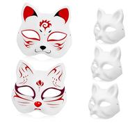 FUNNETOYU 5 Pièces Lot de Masques de Chat Vierges avec Bandes Élastiques Masques Blancs à Peindre pour Adultes Mascarade Carnaval Cosplay