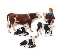 FUNNETOYU 5 Pièces Mini Cows Figurines Set Realistic PVC Miniature Farm Animals for DIY Projects Home Decor Garden and Office Tabletop Interactive Learning Toy for