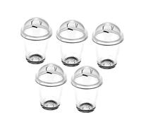 FUNNETOYU 5 pièces Mini Tasses à Café Transparentes avec Couvercle à Paille Modèles Réalistes pour Décoration Maison de Poupée Lot