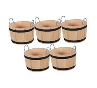 FUNNETOYU 5 Pièces Miniature Wooden Pail Set Dollhouse Accessories for Creative Play and Realistic Kitchen Scenes Tiny Wood Barrels for Fairy Garden and Desk Decoration