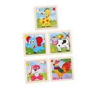 FUNNETOYU 5 pièces Puzzle Bois Animaux Cartoon pour Garçon Fille Colorées Éléphant Coq Vache Lapin Girafe Éducatif Précoce Puzzle pour Garçons et Filles