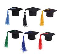 FUNNETOYU 5pièces Mini Chape De Docteur avec Pompon Décoration Adorable pour Bouteilles De Vin Et Bières Ornements De Fête De Graduation Bleu Foncé