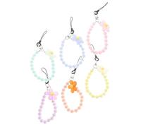 FUNNETOYU 6 Pièces Bracelet Téléphone Perlé avec Fleurs Lanière Poignet Légère et Flexible Porte-clés Décoratif pour Smartphone Clés et Appareil Photo Accessoire Pratique pour Femmes