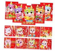 FUNNETOYU 60 pièces Enveloppes Rouges Chinoises Traditionnelles Année Dragon Motif Dragon Cartoon Pour An Chinois Fête Printemps