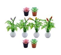 FUNNETOYU 8 Pièces Miniature Plantes Bonsaï Artificielles Mini Poterie Succulente Colorée pour Décoration Maison de Poupée Accessoires Micro Paysage sans Entretien Cadeau pour Bureau et