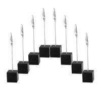 FUNNETOYU 8 Pièces Support à Pince Crocodile en Résine et Métal avec Base Carrée Noire, Porte-photo de Table Élégant et Moderne pour Mariages et Fêtes