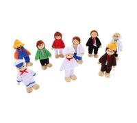 FUNNETOYU 9 Pièces Set de Figurines Bois Flexibles pour Maison de Poupée Famille Multigénérationnelle avec Ouvrier Médecin et Chef Éducatif pour Jeu de Rôle Collaboratif et Imaginaire Garçon