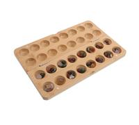FUNNETOYU Accessoires De Jeu De Table Échiquier en Bambou Jeu De Puzzle Stratégique avec Rochers Jeux De Société pour Enfants Ancien Plateau Mancala Échiquier en Pierre