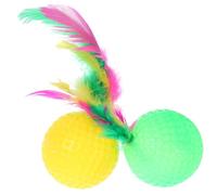 FUNNETOYU Balles en Latex Couleur Aléatoire 2 Pcs avec Plumage pour Chat Jouets Interactifs Exercice Sain et Renforcement du Lien Entre Propriétaire et Chat pour Animaux