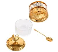 FUNNETOYU Bocal Verre avec Couvercle Doré et Cuillère Pot de Rangement Hermétique pour Sel Sucre et Bonbons Conteneur de Cuisine Polyvalent Au Style Européen Décoratif et Facile à Nettoyer