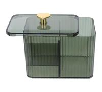 FUNNETOYU Boîte à Coton Démaquillant, Porte-Cotons-tiges, Compartiments Séparés, Pet, Transparente, Vert, pour Cotons-tiges et Pinces, Salle de Bain et Coiffeuse