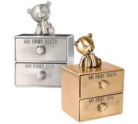 FUNNETOYU Boîte à Dents De Lait Bébé Garçon Fille, Métal Compact Double Couche, Porte-dents Sécurisé, Récipients Souvenirs Pour Premières Dents, Lot De 2 Pour Conservation Et Rangement