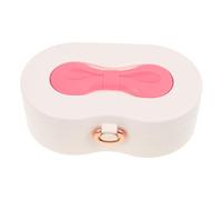 FUNNETOYU Boîte à Maquillage pour Portable avec Miroir et Compartiments Coffret Décoratif Princesse Rose avec Nœud Organiseur pour Jeu Dimitation et Rangement Beauté