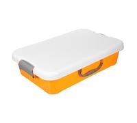 FUNNETOYU Boîte de Rangement Plateau de Sable pour Enfants Plateau de Sable Montessorí Sandbox pour Tout-Petit avec Couvercle Sandbox PP Orange