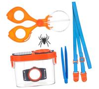 FUNNETOYU Boîte Dobservation Dinsectes avec Loupe Double Orange Cage Respirante Portable avec Sangle et Accessoires pour Kit Dexploration et Délevage des Insectes