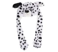 FUNNETOYU Bonnet Peluche Dalmatien avec Oreilles Mobiles Bonnet Chaud et Léger pour Garçon Fille et Adultes Doux avec Oreilles Longues Intégrées Chapeau Costume Animal Amusant et