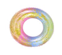 FUNNETOYU Bouée de Natation Gonflable Anneau Flottant Sécurité avec Paillettes Dégradé Arc Ciel Transparent pour Adultes Femme Accessoire Sportif Pratique pour Piscine Plage et