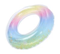FUNNETOYU Bouée de Natation Gonflable avec Paillettes Anneau Translucide Dégradé Arc Ciel Accessoire Piscine pour Adultes Pratique et Facile à Ranger