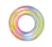 FUNNETOYU Bouée de Natation Gonflable Paillettes Semi Transparente Dégradé Arc Ciel Flotteur Piscine Pratique et Sûr pour Adultes Facile à Gonfler et Ranger