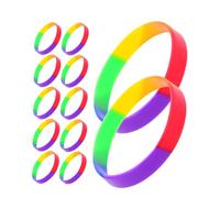 FUNNETOYU Bracelets en Silicone Arc-en-ciel Lot de 42 Accessoires Festival Colorés et Résistants Élastiques pour Fête et Événements pour Décoration du Jour Fierté