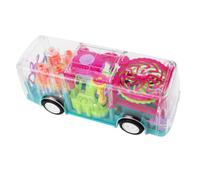 FUNNETOYU Bus Électrique Transparent avec Rouages Colorés, Lumière LED et Musique Intégrée, Modèle Éducatif pour Garçon et Filles, Véhicule Lumineux Interactif Adapté aux Garçons et Filles,