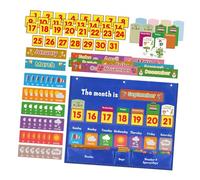 FUNNETOYU Calendrier Hebdomadaire Mural avec Pochettes Transparentes et Cartes Éducatives pour Salle de Classe Outil Pédagogique Suspendu Facile à Utiliser pour Apprentissage