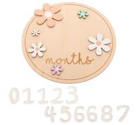 FUNNETOYU Cartes pour Bébé en Bois Rondes 17x17 Cm 1 Coffret de Panneaux D'annonce Naissance Mensuels Accessoires Photo -né Unisexes Décoration Chambre Bébé Signe Étape Mois