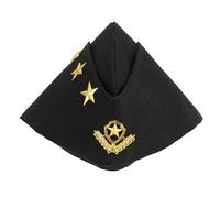 FUNNETOYU Casquette de Marin Russe Noire à Pointe Chapeau de Capitaine Étoile et Épis Dorés Casquette de Soldat pour Fête Costumée Accessoire Cosplay et Spectacle de Danse Léger et