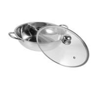 FUNNETOYU Casserole à Fondue Chinoise Double Face Acier Inoxydable Marmite à Deux Compartiments Résistante Chaleur pour Cuisinières à Gaz et Induction Usage Domestique et Restaurant