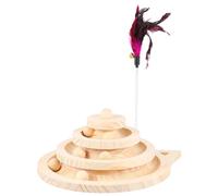 FUNNETOYU Chat en Bois 3 Couches avec Boule sur Piste Tournante, Platine Vinyle pour Chaton, pour Jouer et Préserver Les Meubles