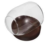 FUNNETOYU Cloche en Verre avec Socle en Bois Détachable pour Rangement de Couverts et Cuillères à Dessert, Visibilité Claire et Utilité Polyvalente pour Maison Moderne et Fêtes
