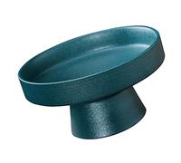 FUNNETOYU Corbeille à Fruits Céramique Verte Pied Plateau Décoratif pour Snacks Dessert et Fruits Plateau de Service Ventilé pour Cuisine et Bar